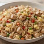 Riz sauté au poulet et légumes