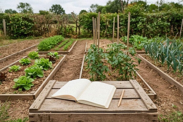 Potager organisé avec légumes de saison illustrant le calendrier potager mois par mois