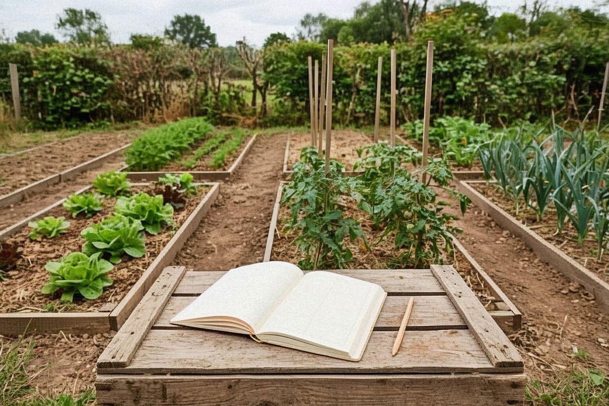 Potager organisé avec légumes de saison illustrant le calendrier potager mois par mois