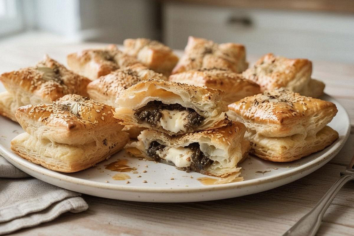 Feuilletés apéritifs tapenade et chèvre