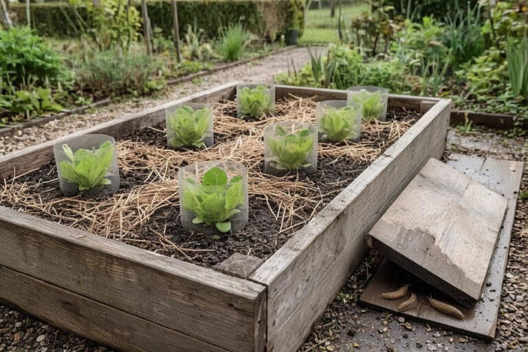 Potager protégé contre les limaces sans produits chimiques avec barrières physiques et ramassage manuel